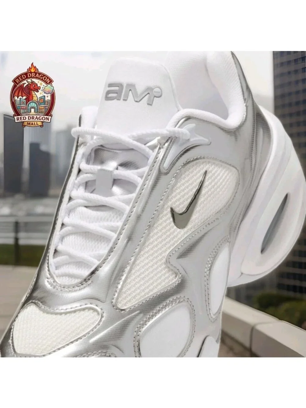 Nike Air Max Muse Mesh Lace-Up Sneakers White Silver FV1920-100 - Women's Sz 8.5
